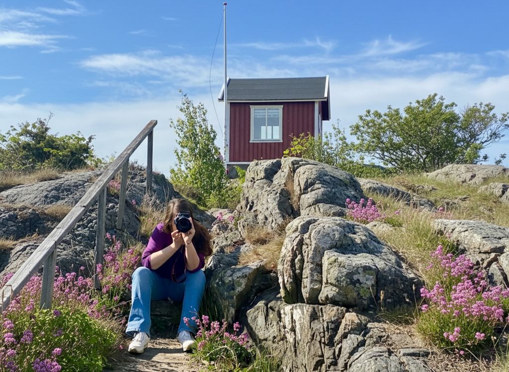 Nicole mit Kamera Schweden