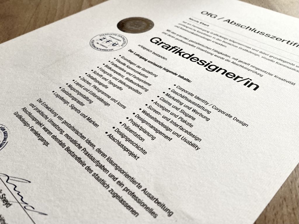 Zertifikat Grafikdesign OfG